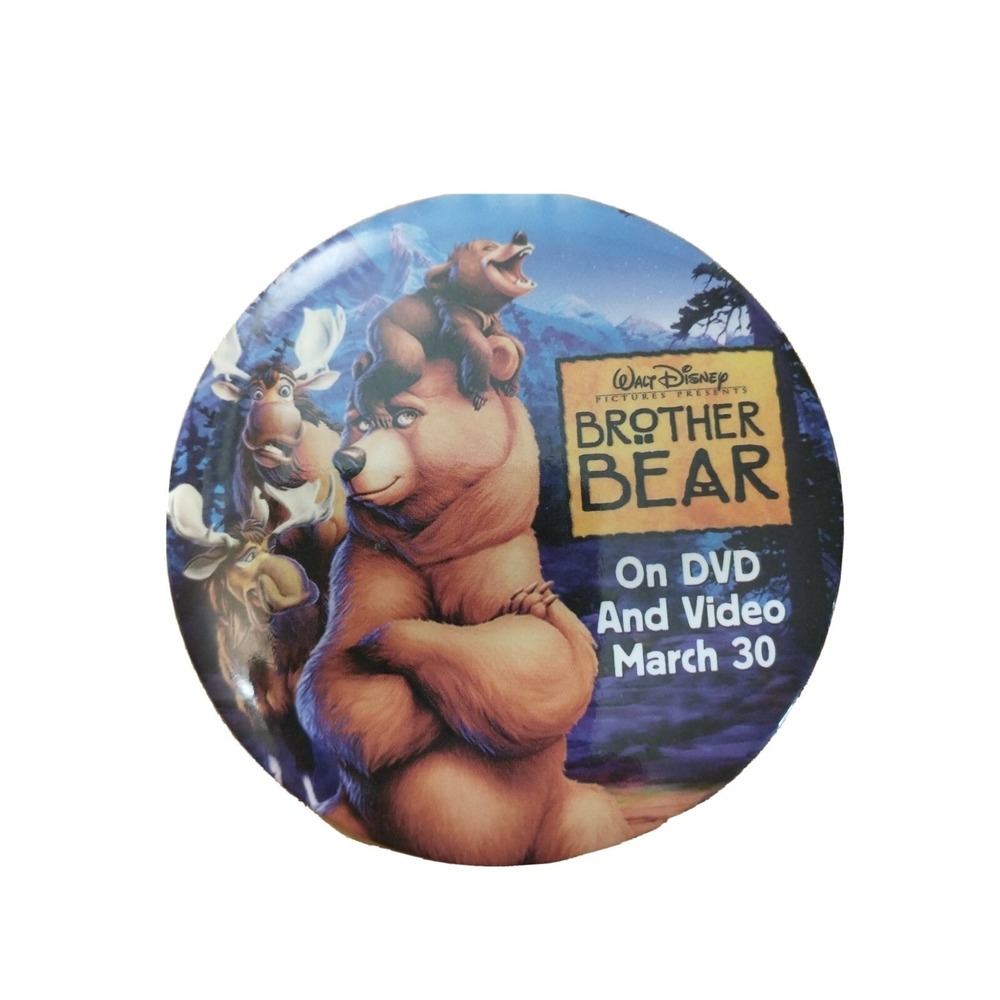 Walt Disney Brother Bear DVD Movie Promo Button Badge Pin Pinback